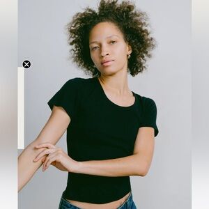 Ozma of California- Baby Tee, Regen Silk Noil Jersey, Black